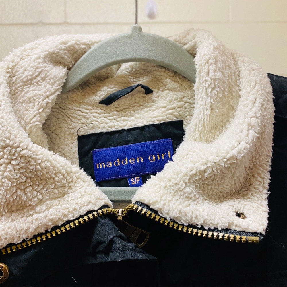 Madden Girl Utility Jacket Sherpa Lined Collar - Picture 5 of 8
